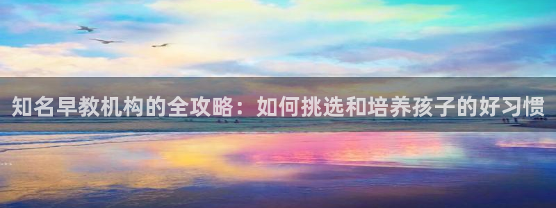 恒行2冯74OOO5：知名早教机构的全攻略：如何挑选和培养孩子的好习惯