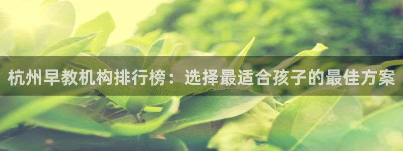 恒行娱乐5ll533主管优雅:杭州早教机构排行榜:选择最适合孩子的最佳方案